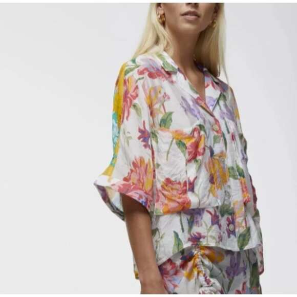 Floral Print Button Down Shirt - Picture 1 of 7